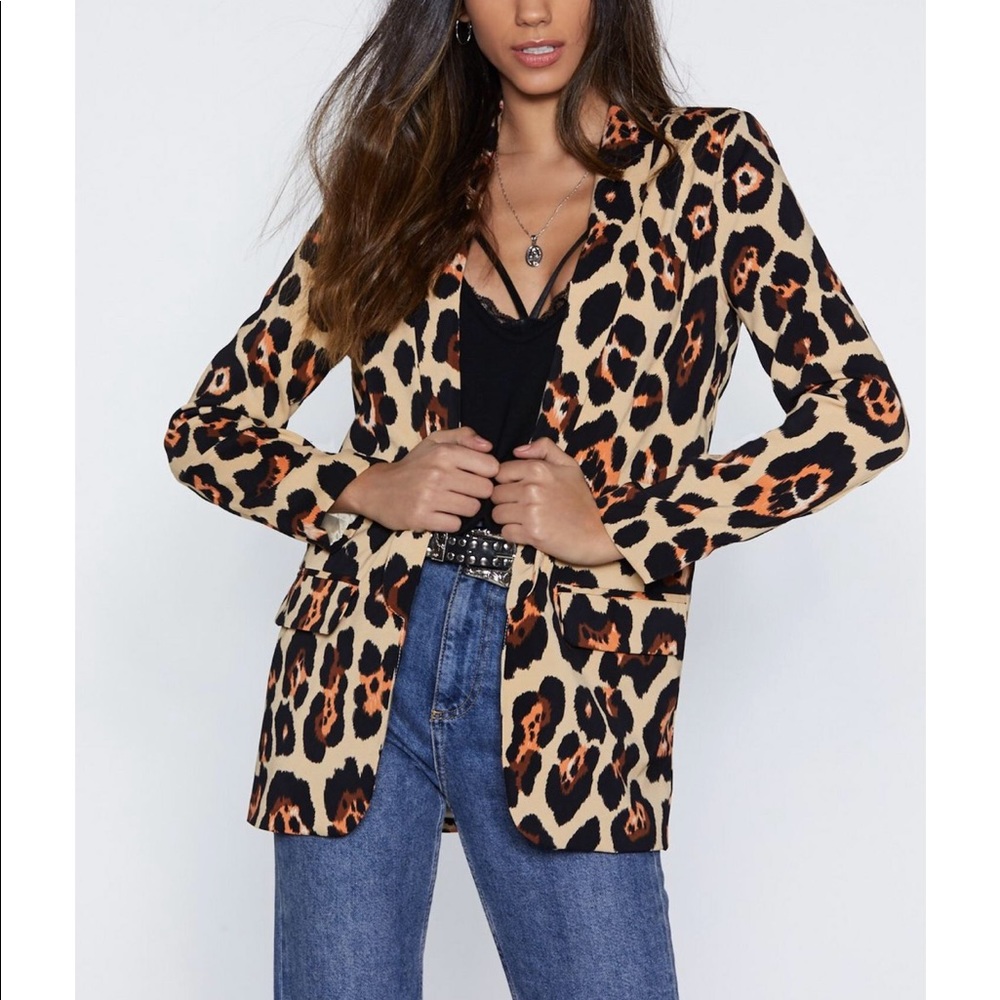 Nasty gal leopard print oversized blazer